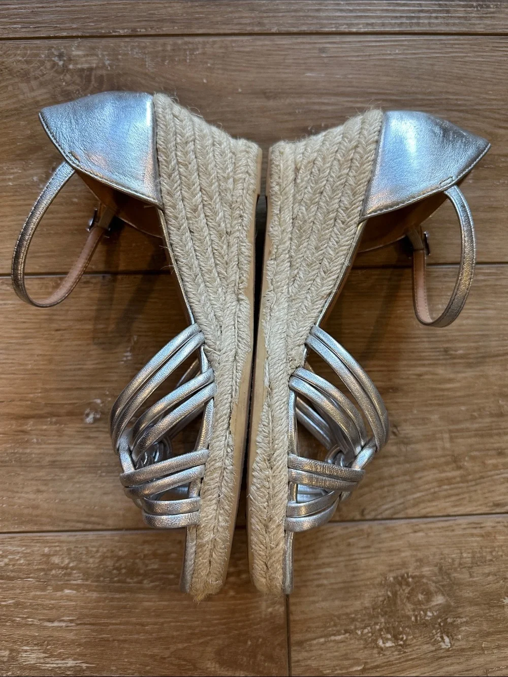 Talbots Silver Lyndsay Woven Espradilles Wedges Size 8